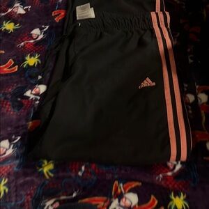 Adidas Kids Black and Pink Track Pants